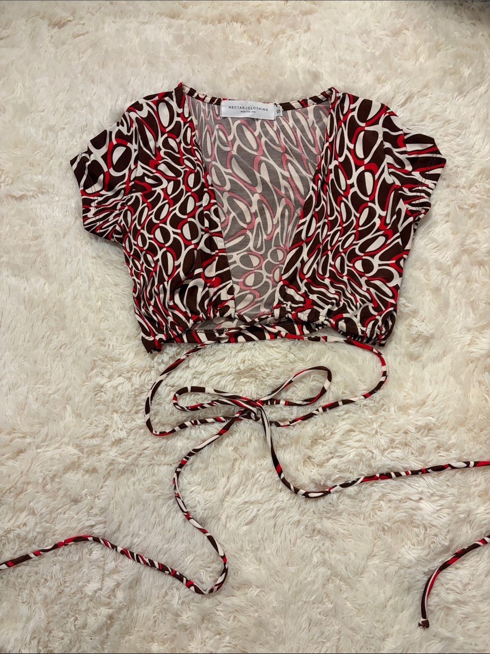 Nectar Wrap Crop Top in Red Multi